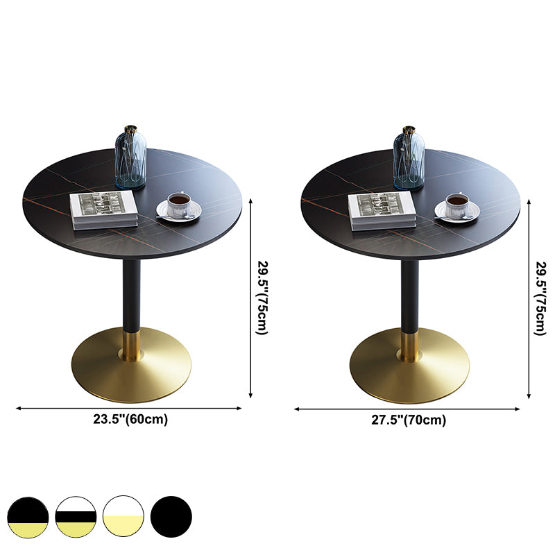 Traditional Luxury Round Dining Room Table Sintered Stone Table with Pedestal Base