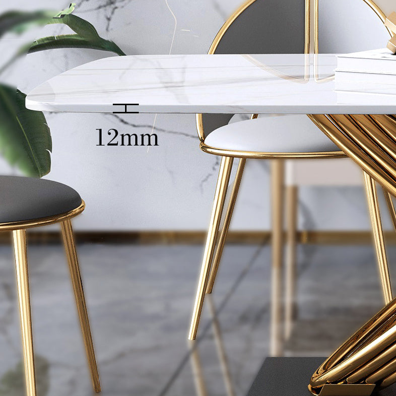 Rectangle Pedestal Luxury Dining Table Three-Color Fixed Table of Sintered Stone