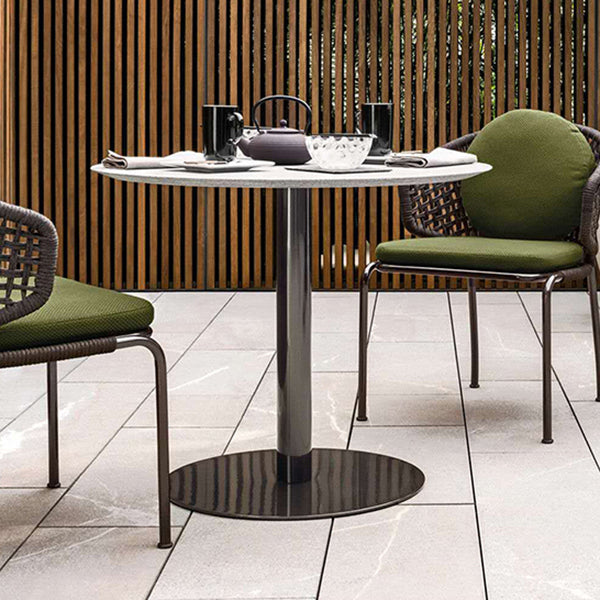 Metal Traditional Luxury Round Table Sintered Stone Table with Pedestal Base