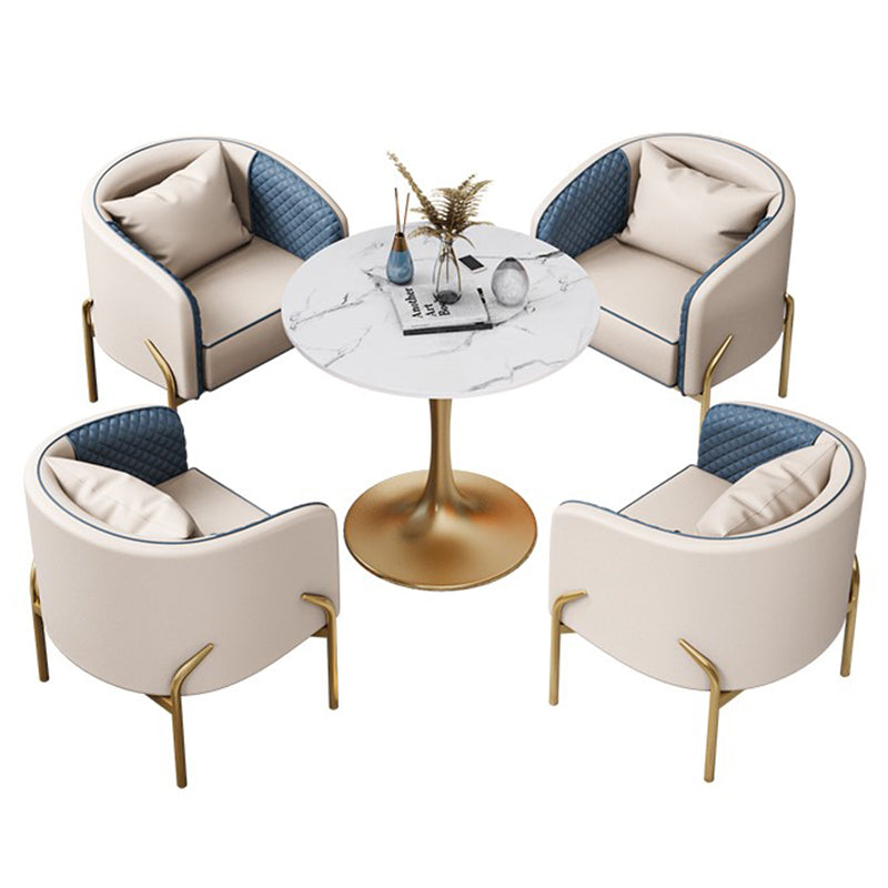 Traditional Luxury Round Dining Site Table Stone Home Furniture with Tulip Base