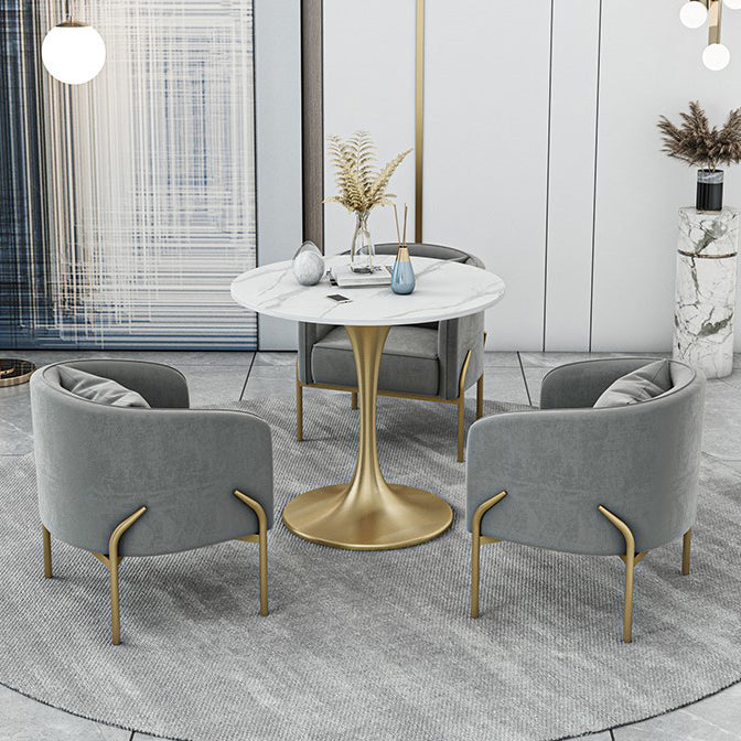 Traditional Luxury Round Dining Site Table Stone Home Furniture with Tulip Base
