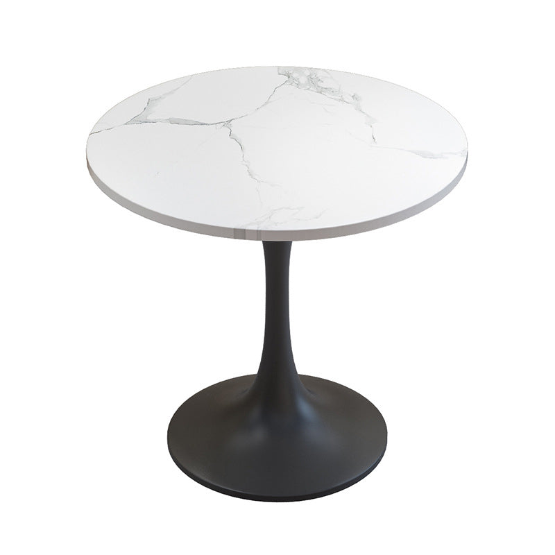Round Tulip Base Modern Dining Table Two-Color Fixed Table with Sintered Stone