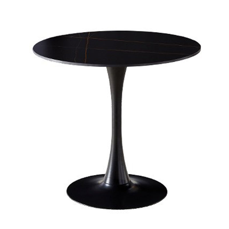 Round Tulip Base Modern Dining Table Two-Color Fixed Table with Sintered Stone