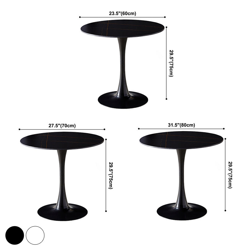 Round Tulip Base Modern Dining Table Two-Color Fixed Table with Sintered Stone