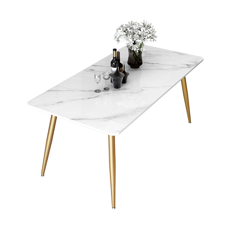 Mesa de rectángulo de lujo tradicional de metal mesa de comedor de piedra sinterizada con 4 patas