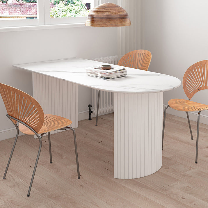 Tavolo da pranzo bianco contemporaneo in metallo tavolo da pranzo in pietra sinterizzato per cucina e sala da pranzo