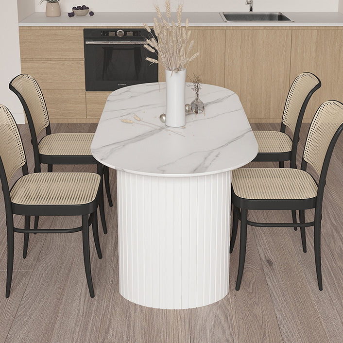 Tavolo da pranzo bianco contemporaneo in metallo tavolo da pranzo in pietra sinterizzato per cucina e sala da pranzo