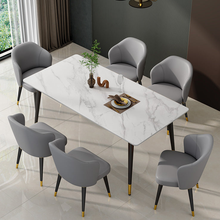 Glam Sintered Stone Küche Esstisch Weißer Küche Esstisch mit 4 Beinen Basis