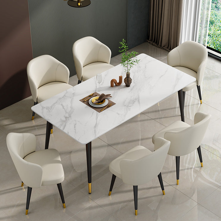 Glam Sintered Stone Küche Esstisch Weißer Küche Esstisch mit 4 Beinen Basis