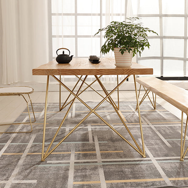 Traditional Luxury Dining Table Rectangle 4 Legs Home Furniture for Indoor