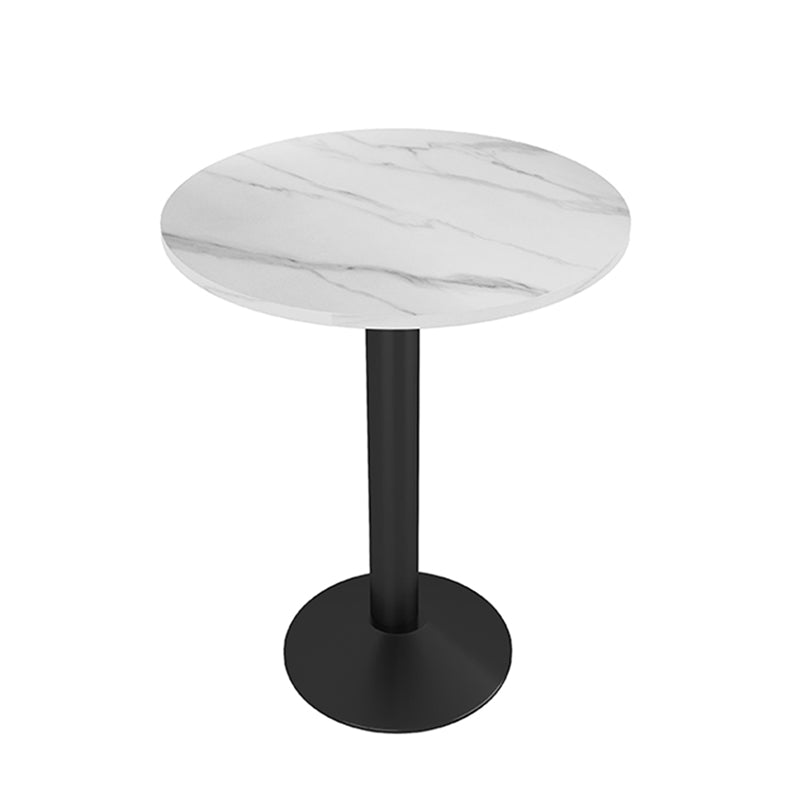 Industrial Dining Table White Sintered Stone Table with Black Metal Base for Dining Room