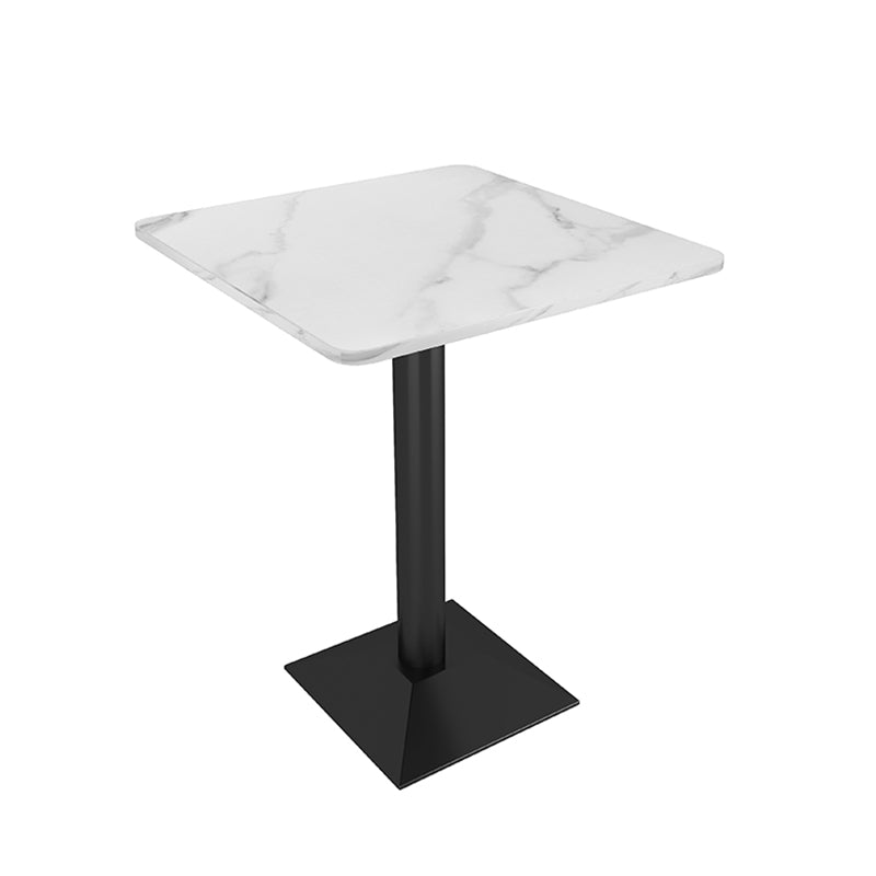 Industrial Dining Table White Sintered Stone Table with Black Metal Base for Dining Room