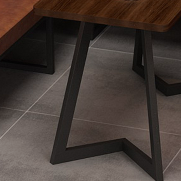 Table de salle à manger industrielle Table en bois massif avec double piédestal noir
