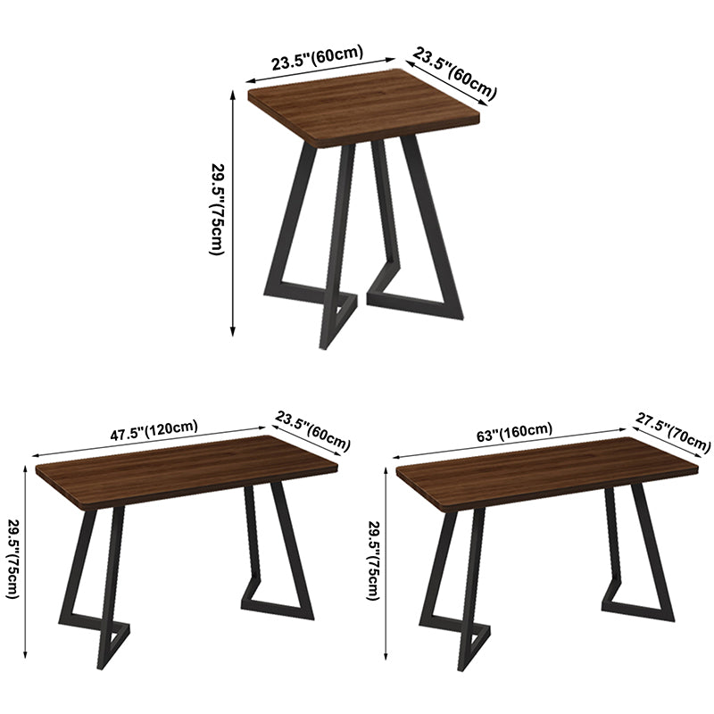 Table de salle à manger industrielle Table en bois massif avec double piédestal noir