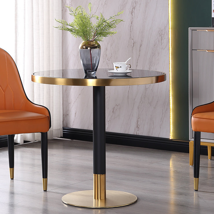 Luxury Style Marble Scratch Resistant Dining Table Single Pedestal Base Round Table for Home