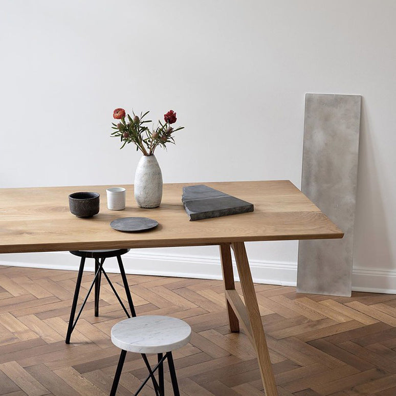 Rectangle Pine Solid Wood Table Modern Kitchen Dining Table in Nature with Double Pedestal