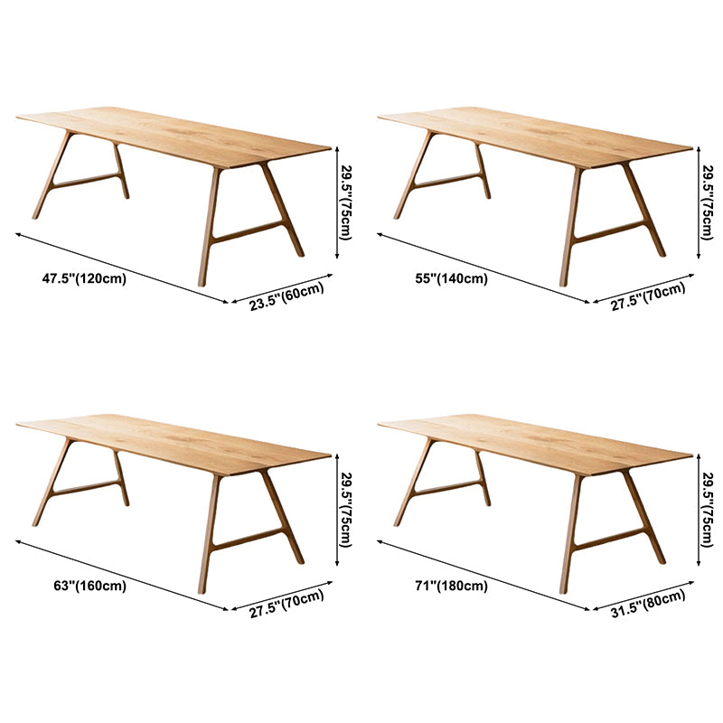 Rectangle Pine Solid Wood Table Modern Kitchen Dining Table in Nature with Double Pedestal