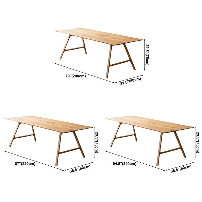 Rectangle Pine Solid Wood Table Modern Kitchen Dining Table in Nature with Double Pedestal