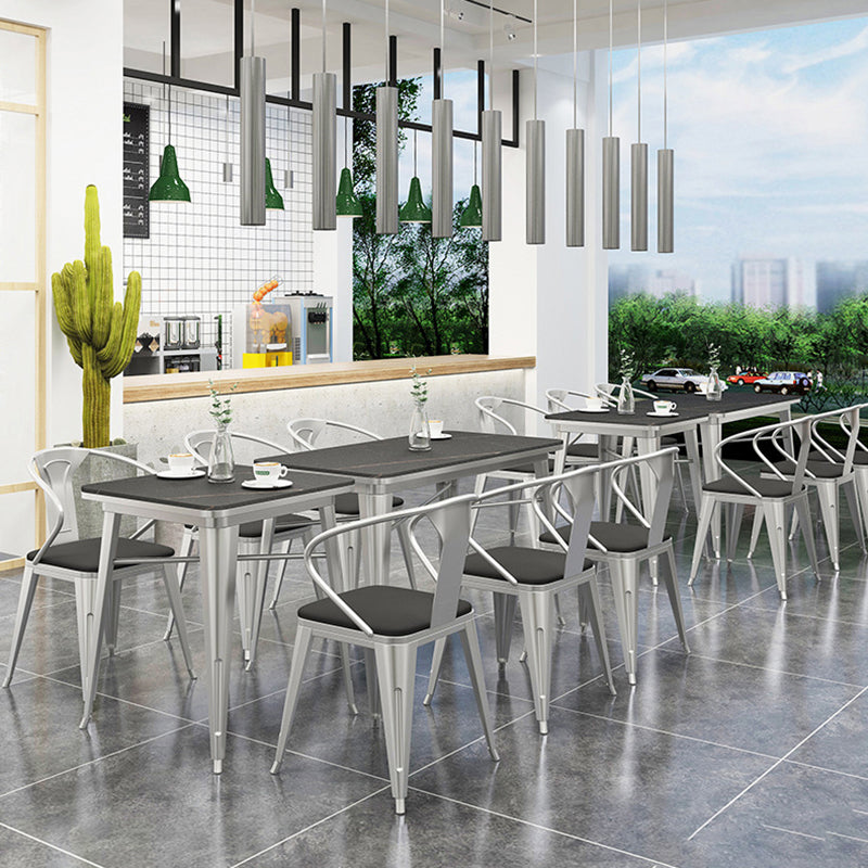 Industrial Sintered Stone Dinner Room Kitchen Table Black Table with Grey Frame for Dining Room