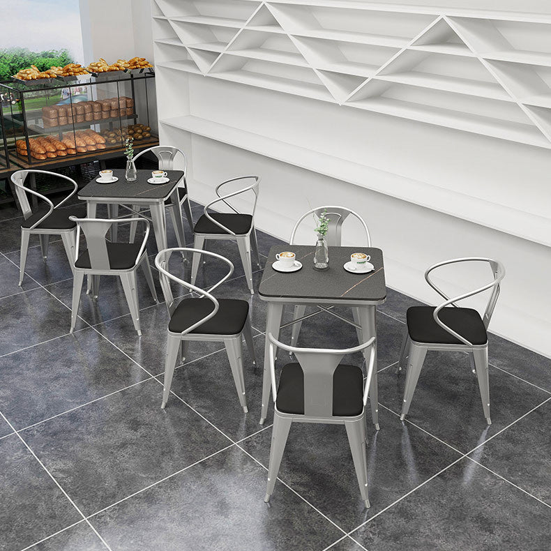 Industrial Sintered Stone Dinner Room Kitchen Table Black Table with Grey Frame for Dining Room