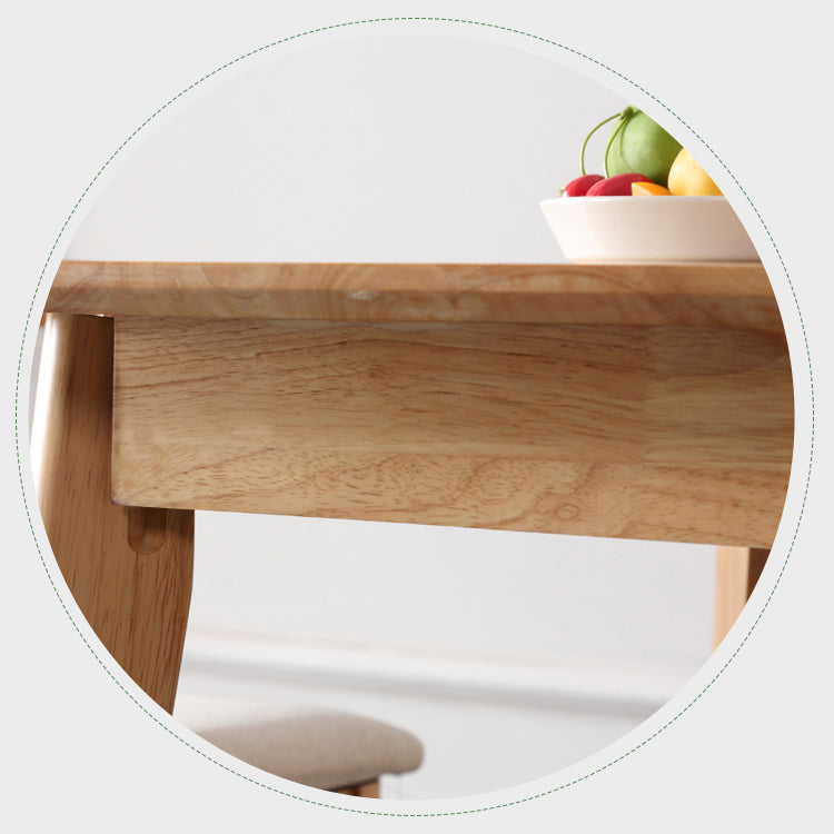 Square Holzfarbe Esstisch Industrial Solid Gummiwood 4 Beintisch für Esszimmer
