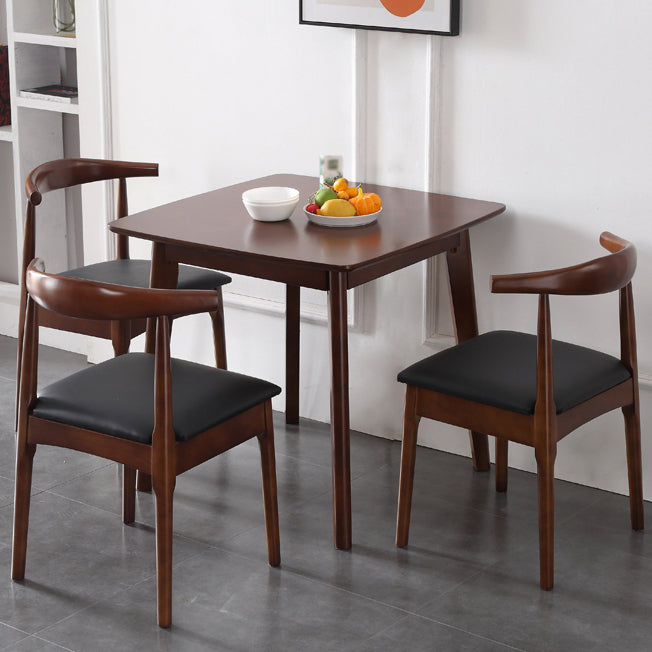 Square Holzfarbe Esstisch Industrial Solid Gummiwood 4 Beintisch für Esszimmer
