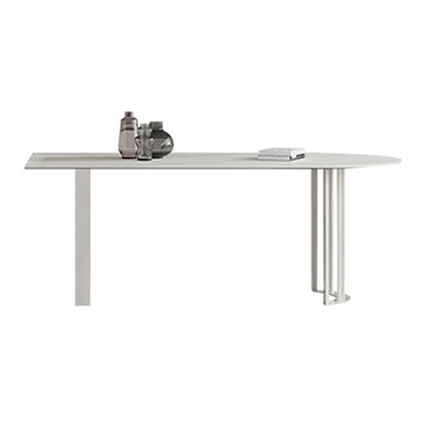 Metal Modern Double Pedestal Dining Table Sintered Stone Top Table for Dining Room and Kitchen