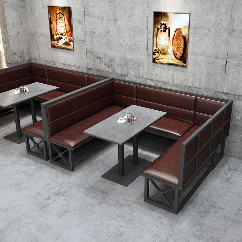 Industriële keukentafel van gesinterde steen, grijze tafel met zwart frame voor eetkamer