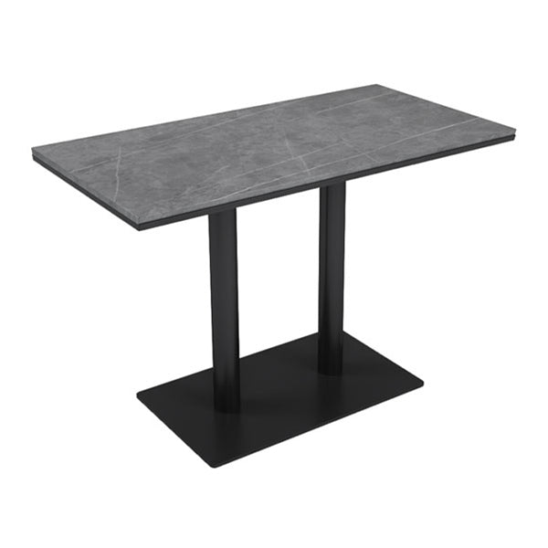 Industriële keukentafel van gesinterde steen, grijze tafel met zwart frame voor eetkamer