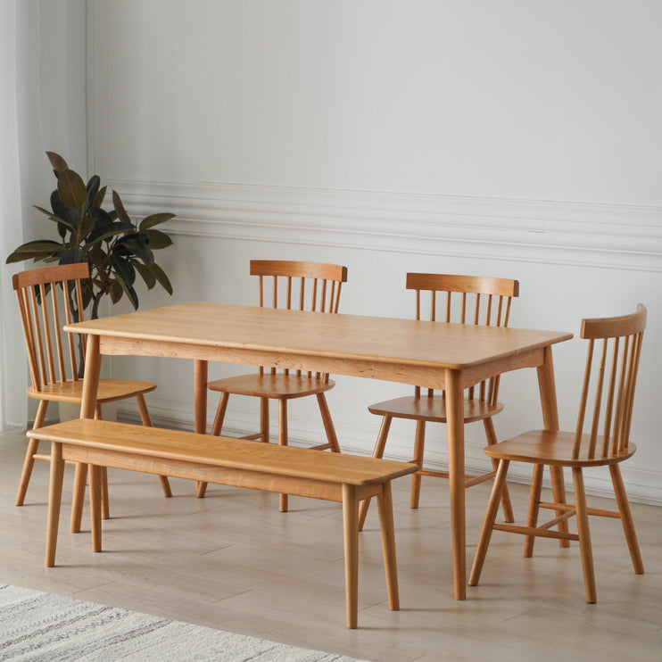 Tavolo di legno di ciliegia rettangolare tavolo in legno contemporaneo con 4 gambe per il ristorante
