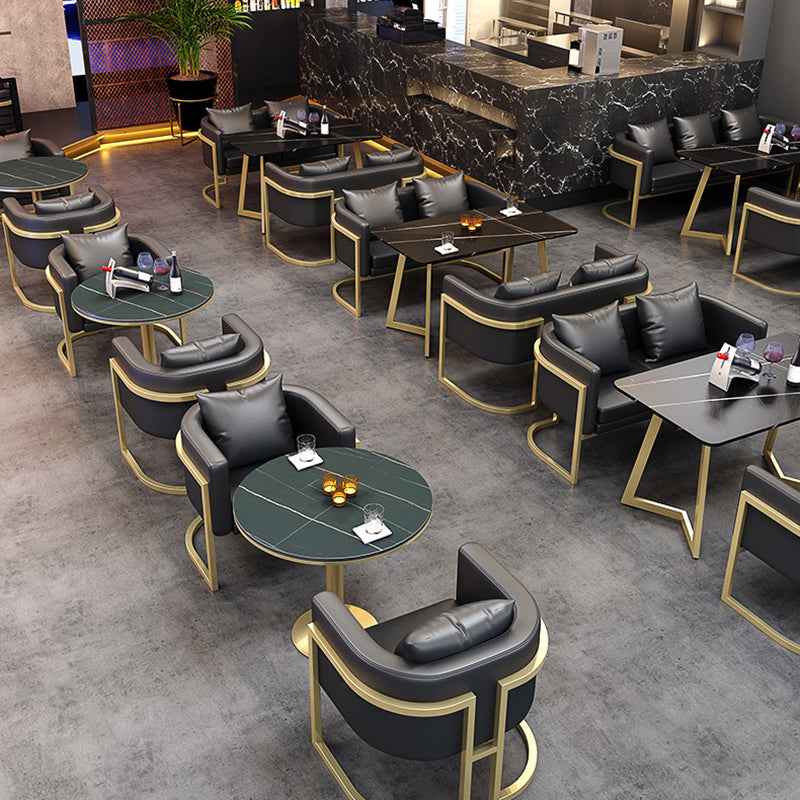 Industrial Style Sintered Stone Dinner Room Kitchen Table Black Table with Gold Frame