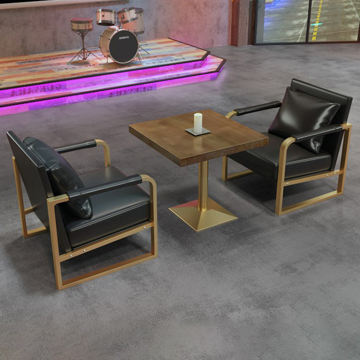 Industrial Solid Wood Dinner Room Kitchen Table Brown Table with Gold Frame for Dining Room