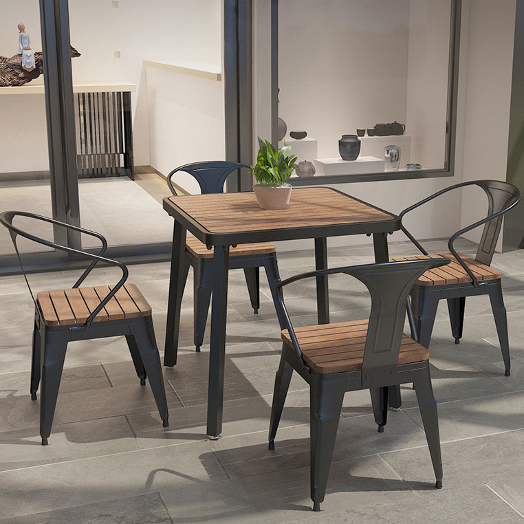 Mesa de comedor de madera maciza industrial Mesa de cocina en la naturaleza con metal 4 patas