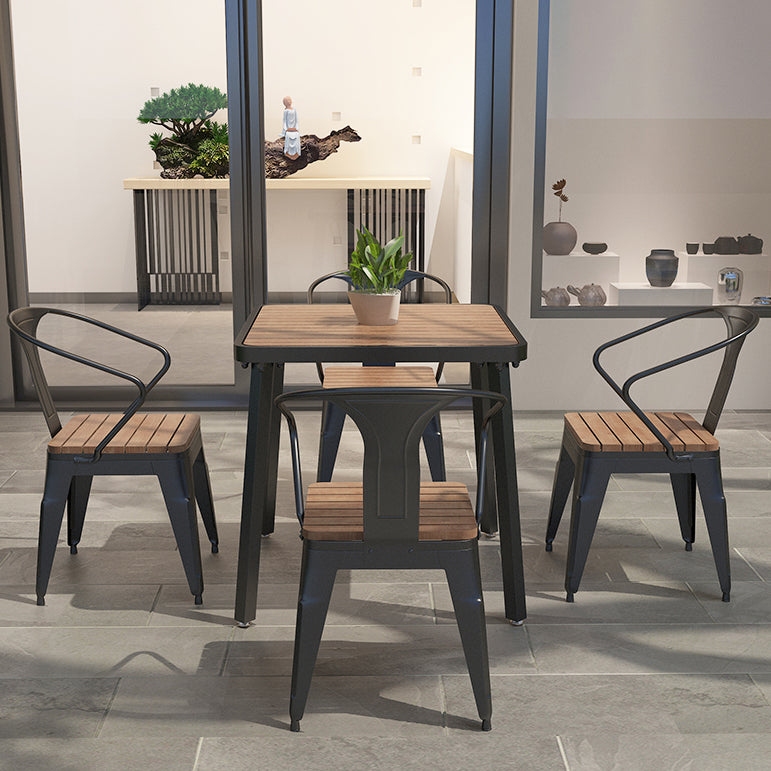 Mesa de comedor de madera maciza industrial Mesa de cocina en la naturaleza con metal 4 patas