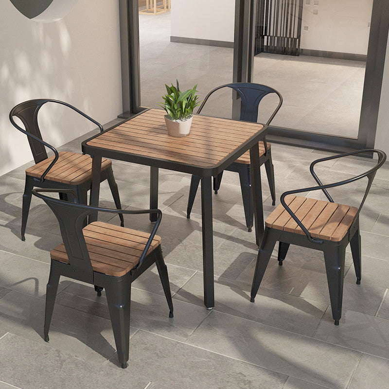 Mesa de comedor de madera maciza industrial Mesa de cocina en la naturaleza con metal 4 patas