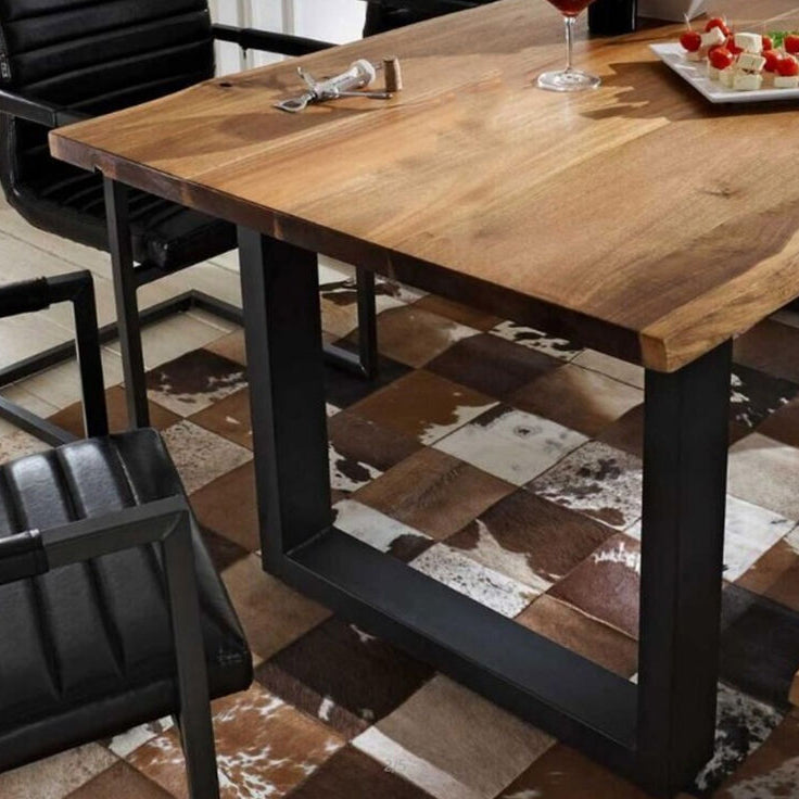 Industrial Brown Rectangle Shape Dining Table Solid Wood Standard Dining Table for Kitchen