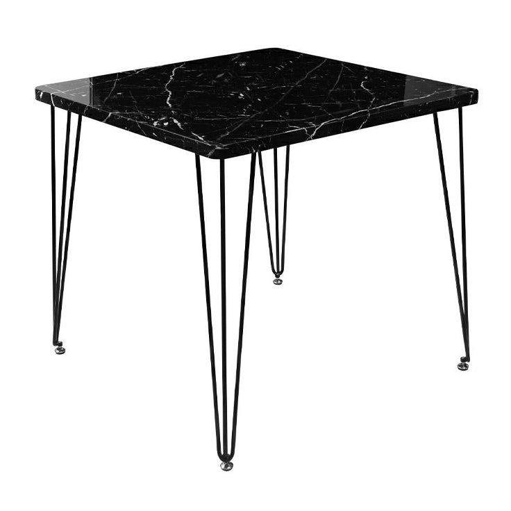 Industrial Style Sintered Stone Dining Table 4 Legs Base Square Table for Home
