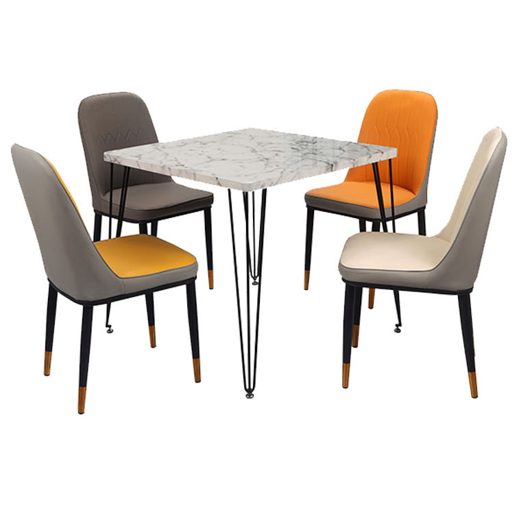 Industrial Style Sintered Stone Dining Table 4 Legs Base Square Table for Home