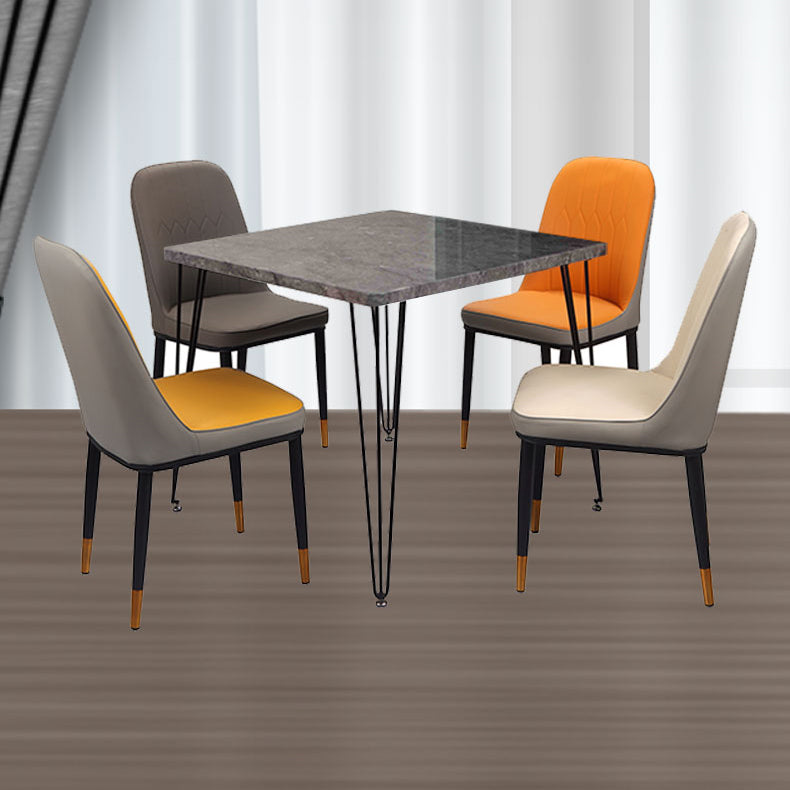 Industrial Style Sintered Stone Dining Table 4 Legs Base Square Table for Home