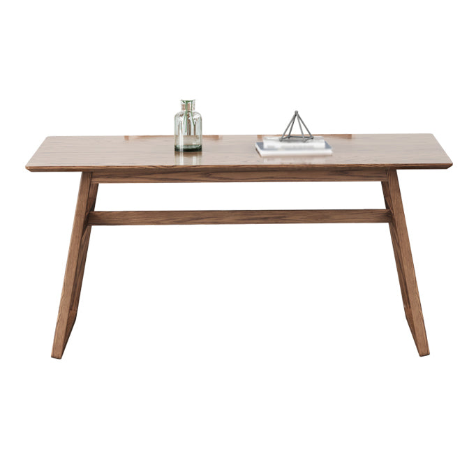 Rectangle Ash Wood Table in Walnut Contemporary Wooden Dining Table with Double Pedestal
