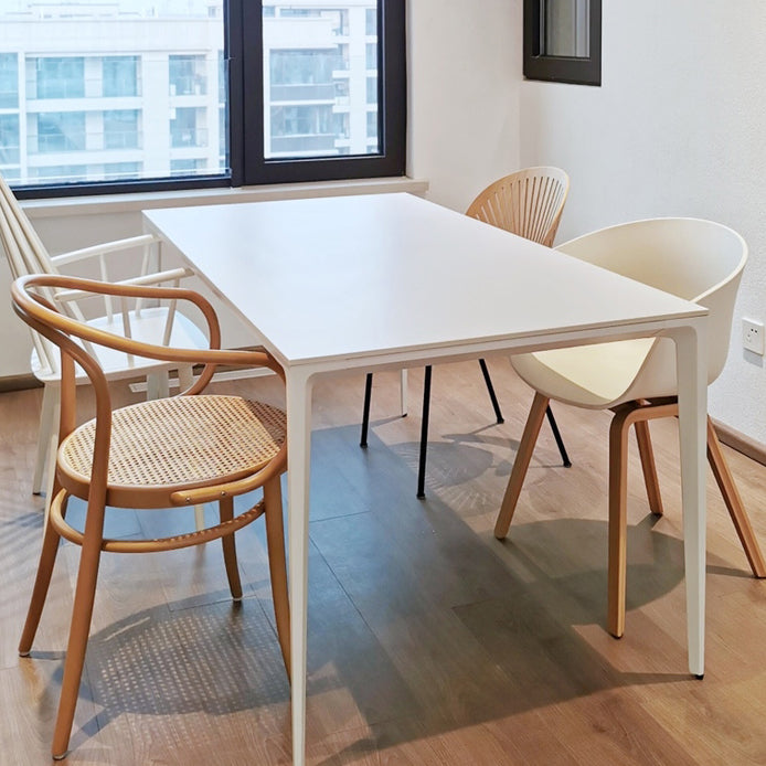 Tavolo da pranzo in pietra sinterizzata contemporanea tavolo da pranzo a forma di rettangolo bianco per cucina