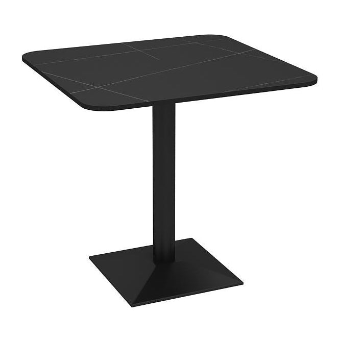 Industrial Dining Room Table Black Sintered Stone Table with Metal Base