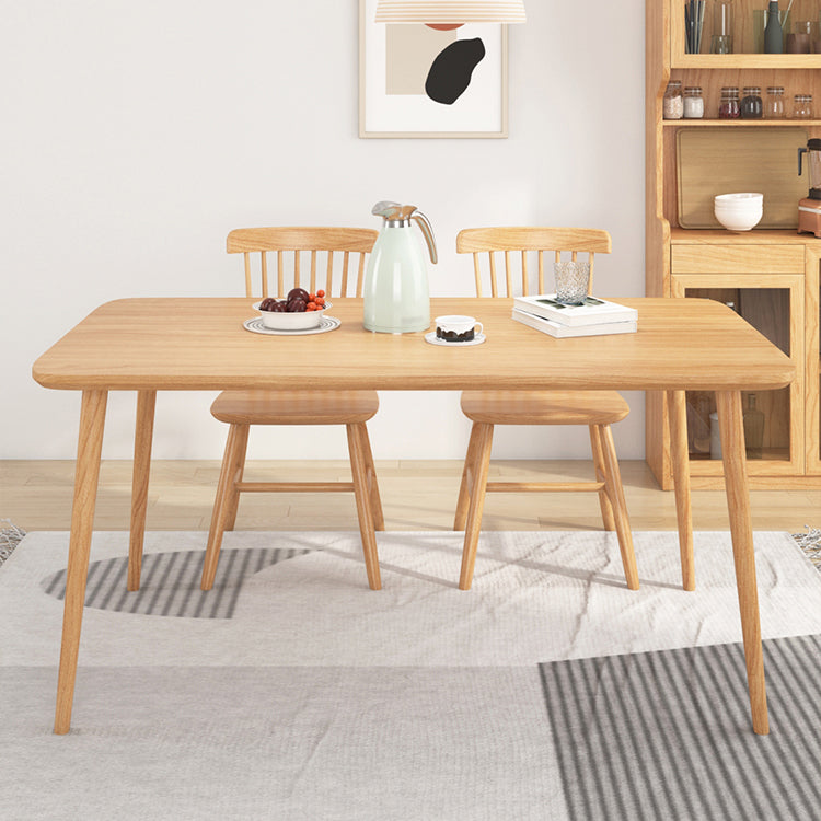 Rectangle Pine Solid Wood Table Modern Dining Table with 4 Legs, in Nature