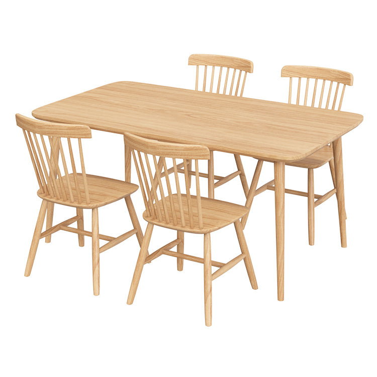 Rectangle Pine Solid Wood Table Modern Dining Table with 4 Legs, in Nature