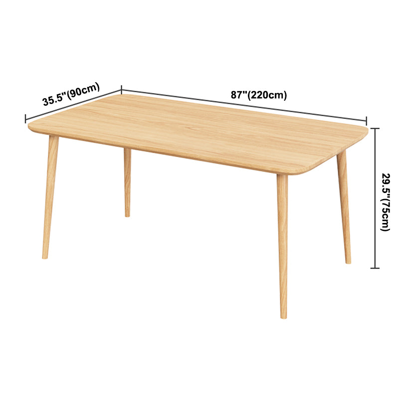 Rectangle Pine Solid Wood Table Modern Dining Table with 4 Legs, in Nature