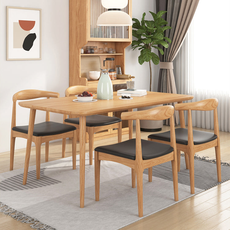 Rectangle Pine Solid Wood Table Modern Dining Table with 4 Legs, in Nature