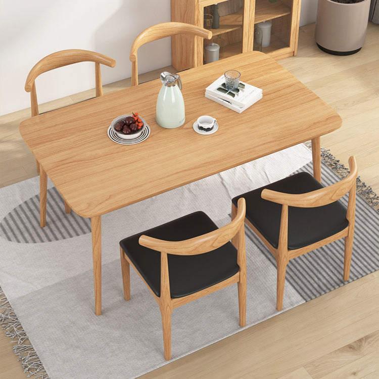 Rectangle Pine Solid Wood Table Modern Dining Table with 4 Legs, in Nature