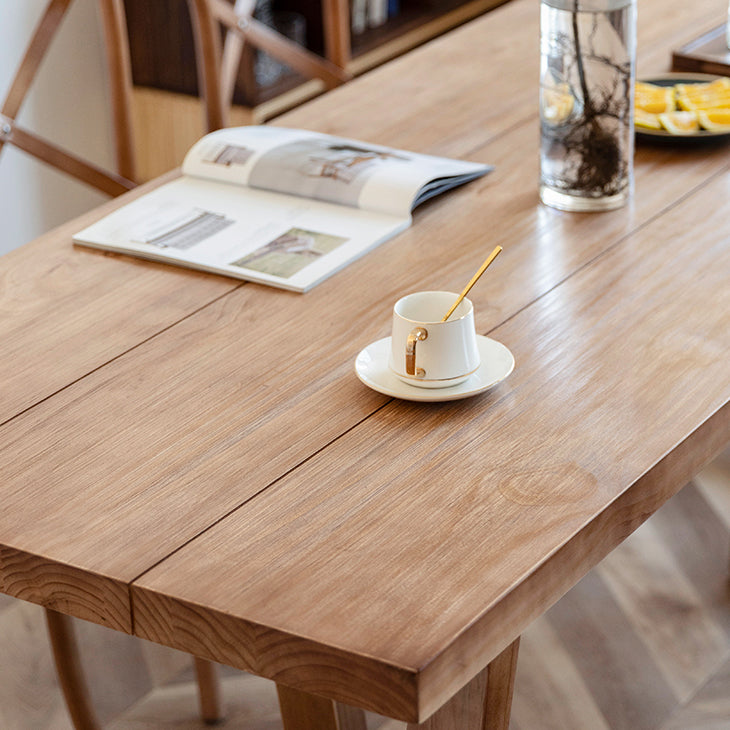 Rectangle Solid Wood Dining Table Modern Pine Table in Nature with Double Pedestal