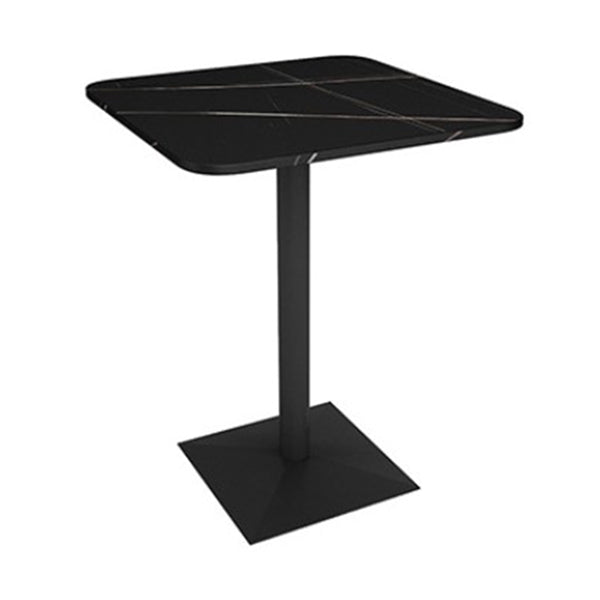 Industrial Dining Table Black Sintered Stone Table with Metal Base for Dining Room