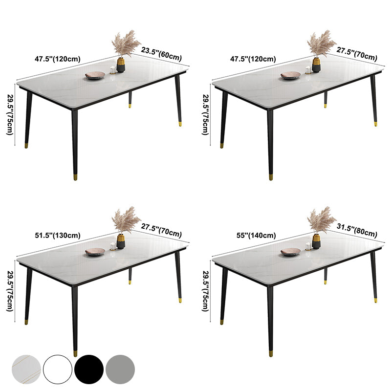 Table à manger de cuisine en pierre fritrée moderne avec base de 4 jambes avec base de 4 jambes